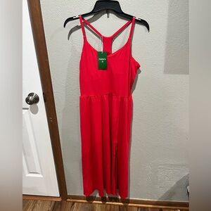 HALARA Bold Red Racerback Maxi Dress NWT Size L Side Slit